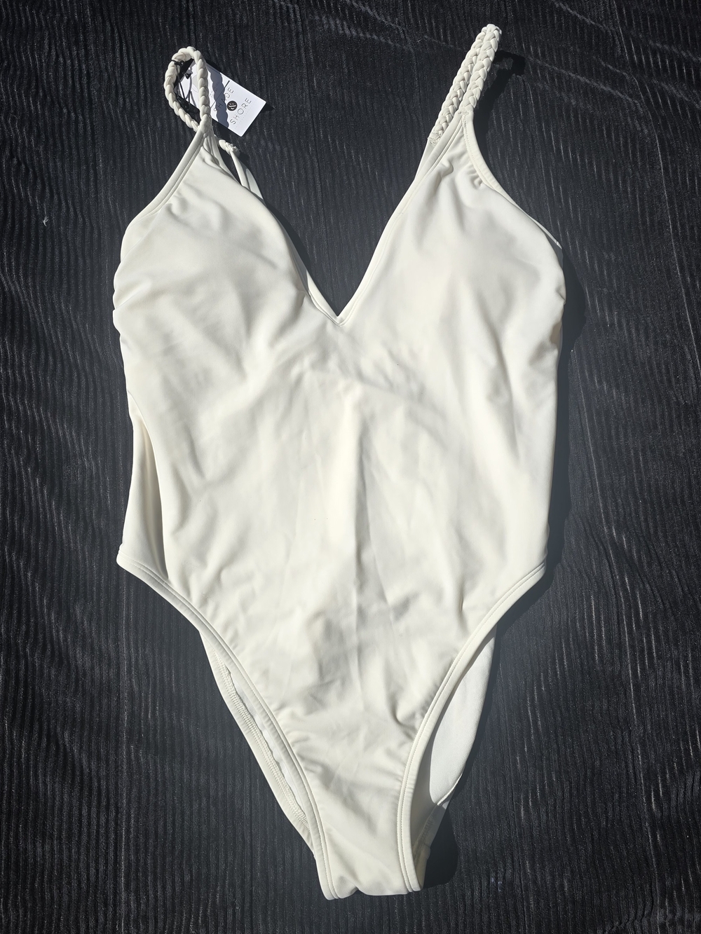 Cream One-Piece Swimsuit with Braided Straps New With Tags